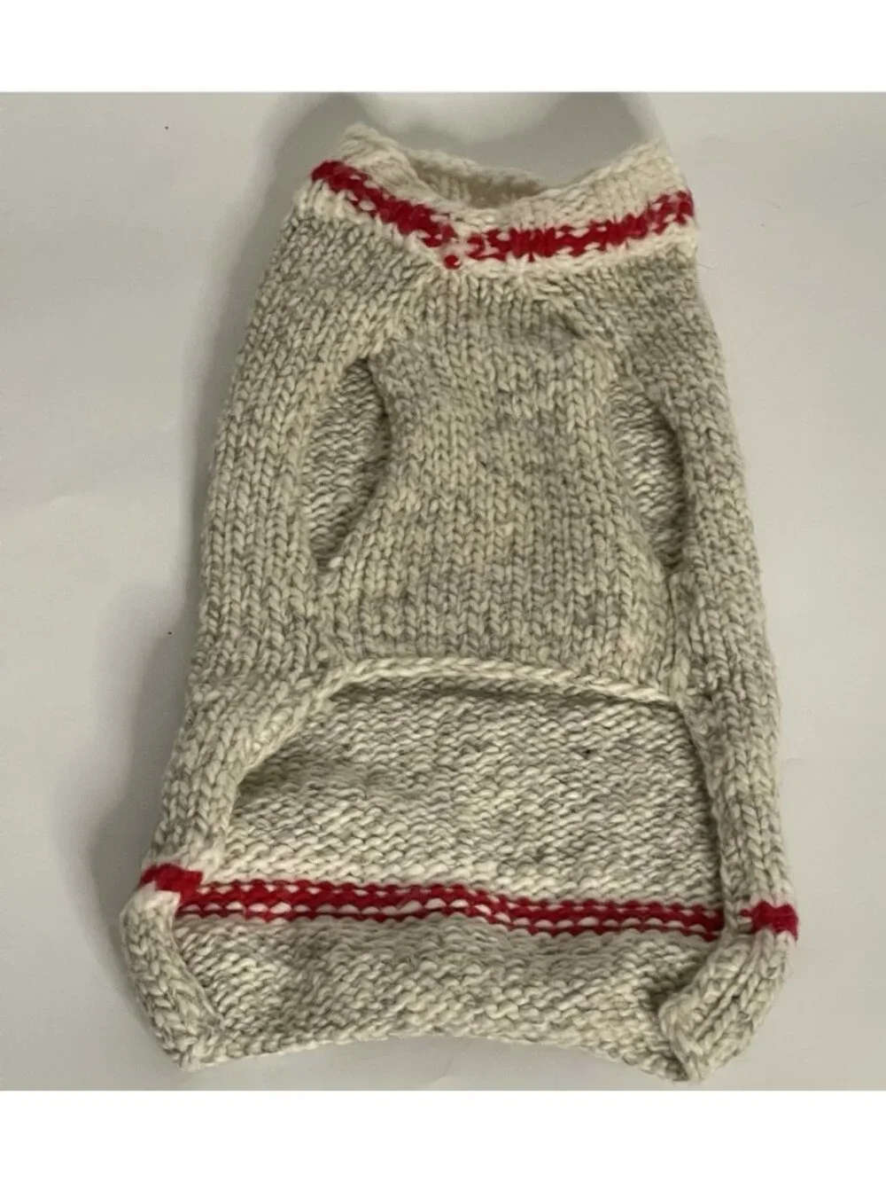 Chilly Dog Squirrel Patrol 100% Wool Hand Knit Dog Sweater Gray Red 14